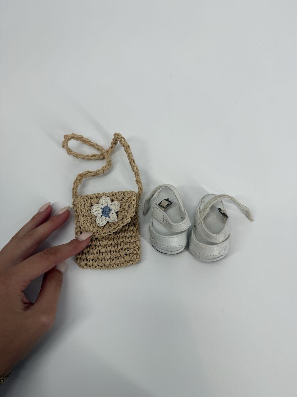 Vintage American Girl of Today Doll Purse, Sandals from Periwinkle Dress Outfit